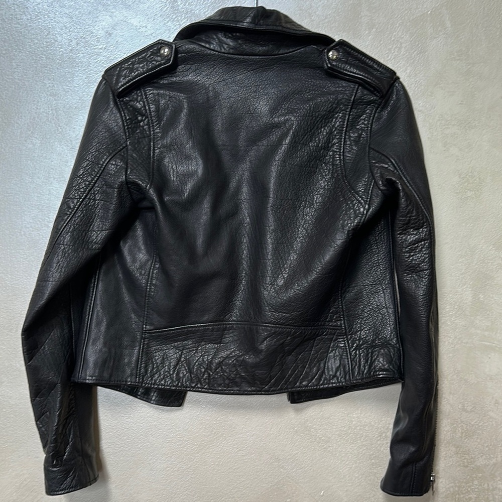 Allsaints Hadi Biker leather jacket sz 4 | black moto jacket EUC - Picture 11 of 16